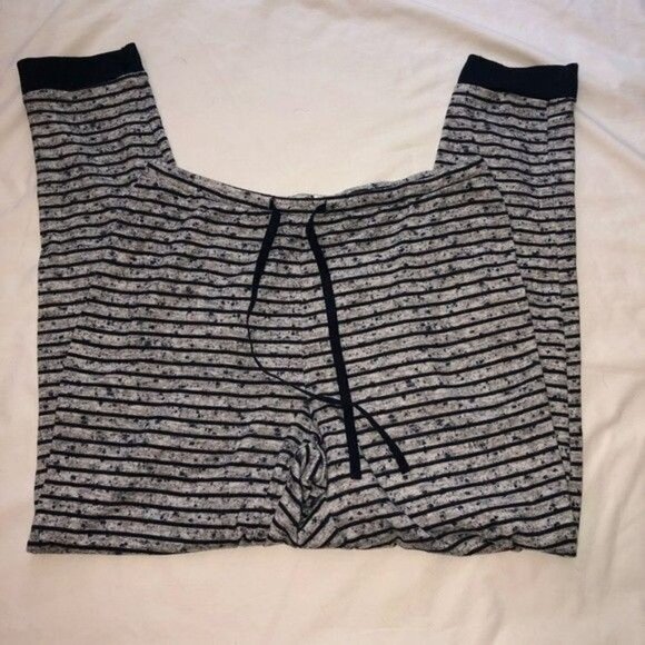 Dearfoams Pajamas Size Med Mama Gray Navy Striped Soft Knit Jogger Style Pants - Picture 7 of 9